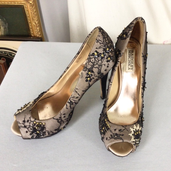 Lace and satin stiletto heels Badgley Mischka - Picture 2 of 4